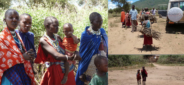 een excursie naar de masai met masai vrouwen en kleine kinderen tijdens een prive safari tanzania