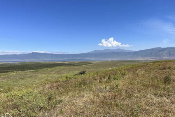 Groen landschap met daarachter een meer en de rift valley Tanzania