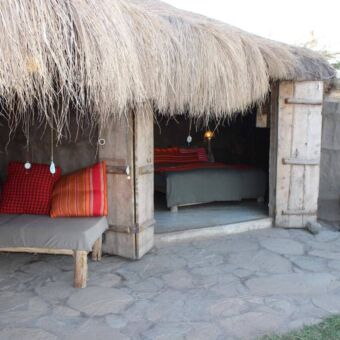 Detail foto van het terras bij een kamer