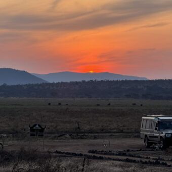 zonsondergang in Tarangire national Park