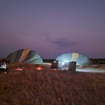 ballonvaren vroeg in de ochten Serengeti